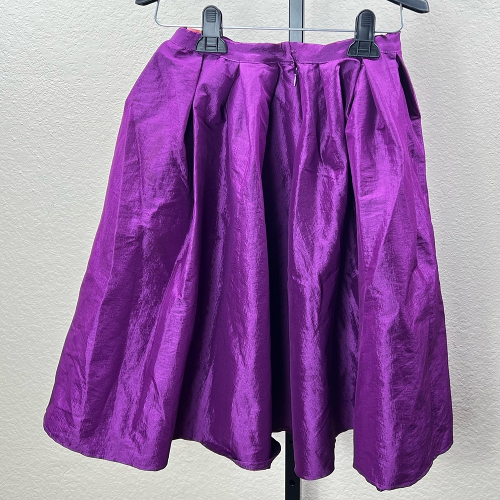 Purple Midi Skirt Taffeta Skirts High Waisted Flare A-Line Formal Wear Party Y2K - Picture 3 of 17